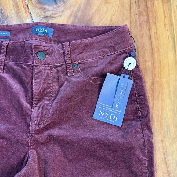 NEW NYDJ Women's Pants 8 Velvet Marilyn Straight Stretch Burgundy Lift W16 - Picture 4 of 8